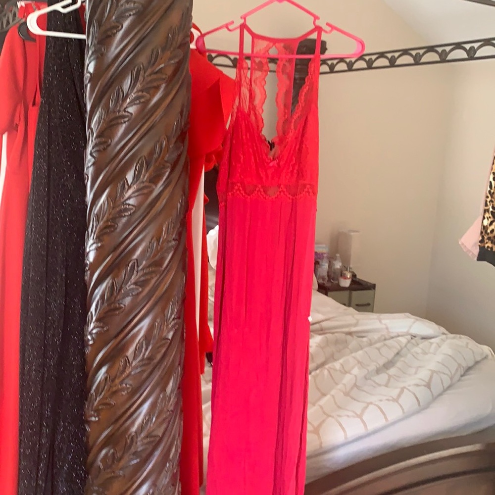 Long sexy lace and cotton night wear